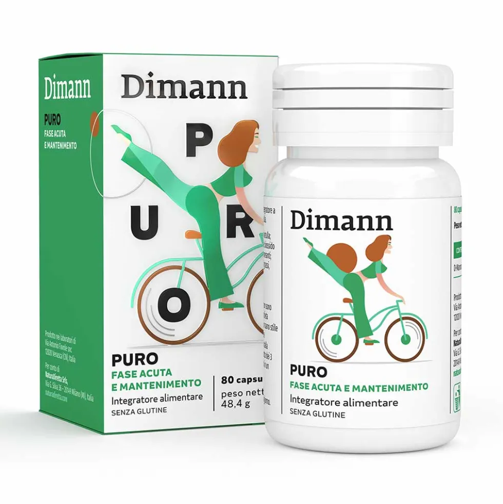Dimann Puro Integratore per Cistite Batterica Acuta e Ricorrente, 80 Capsule
