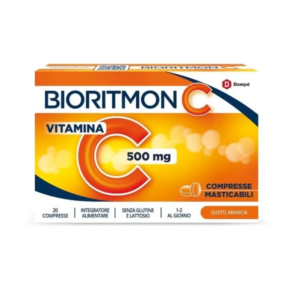 Dompé Bioritmon C - Integratore di vitamina C per le difese immunitarie, 20 compresse masticabili
