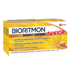 Dompé Bioritmon Energy Defend Junior - Integratore per l'energia e le difese, 10 flaconcini da 10 ml