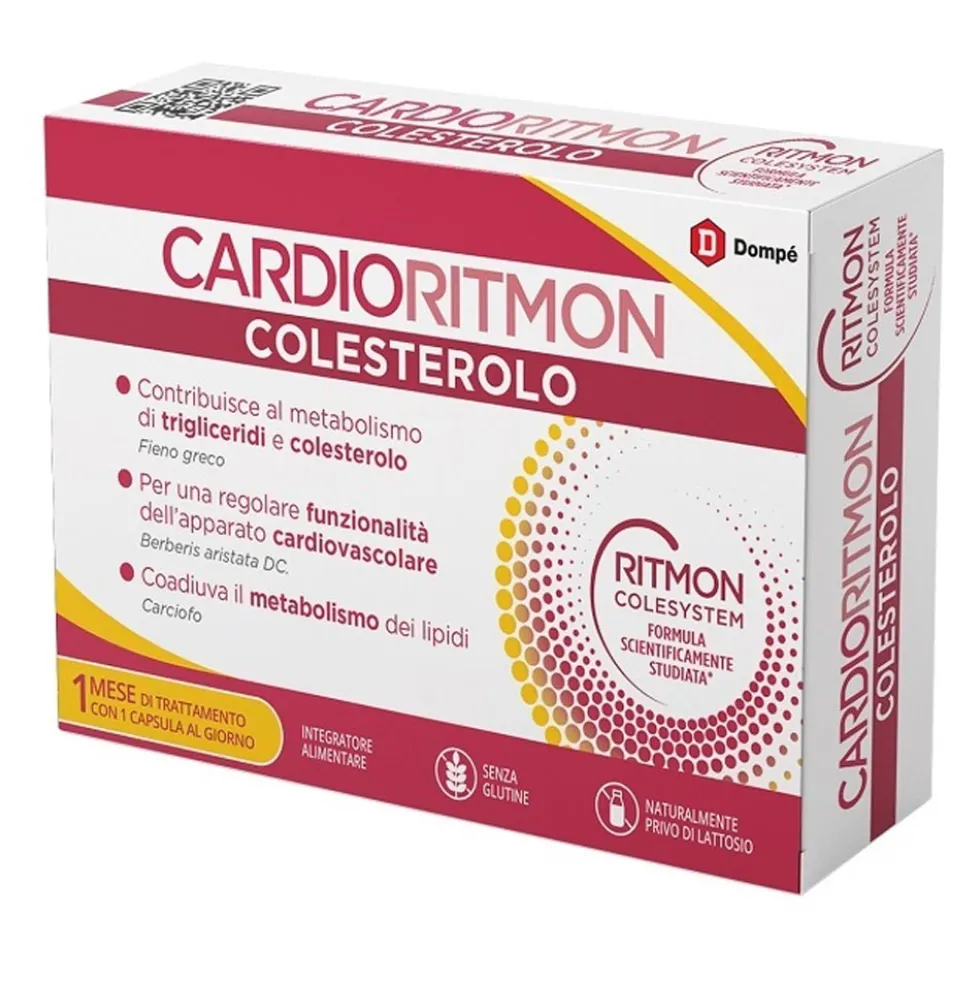 Dompé Cardioritmon Colesterolo - Integratore per colesterolo e trigliceridi, 30 capsule