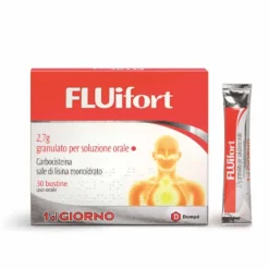 Dompé Fluifort 2,7g Carbocisteina Granulato per Soluzione Orale Tosse e Raffreddore, 30 Bustine