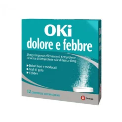Dompé Oki Dolore e Febbre 25mg Ketoprofene, 12 Compresse Effervescenti