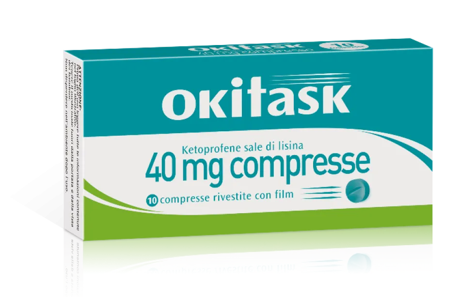 Dompé Okitask 40 mg - Antinfiammatorio al ketoprofene per il mal di testa e i dolori, 10 compresse