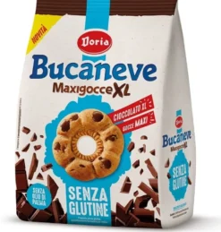 Doria Bucaneve Maxigocce XL Biscotto con Gocce di Cioccolato Senza Glutine, 200g