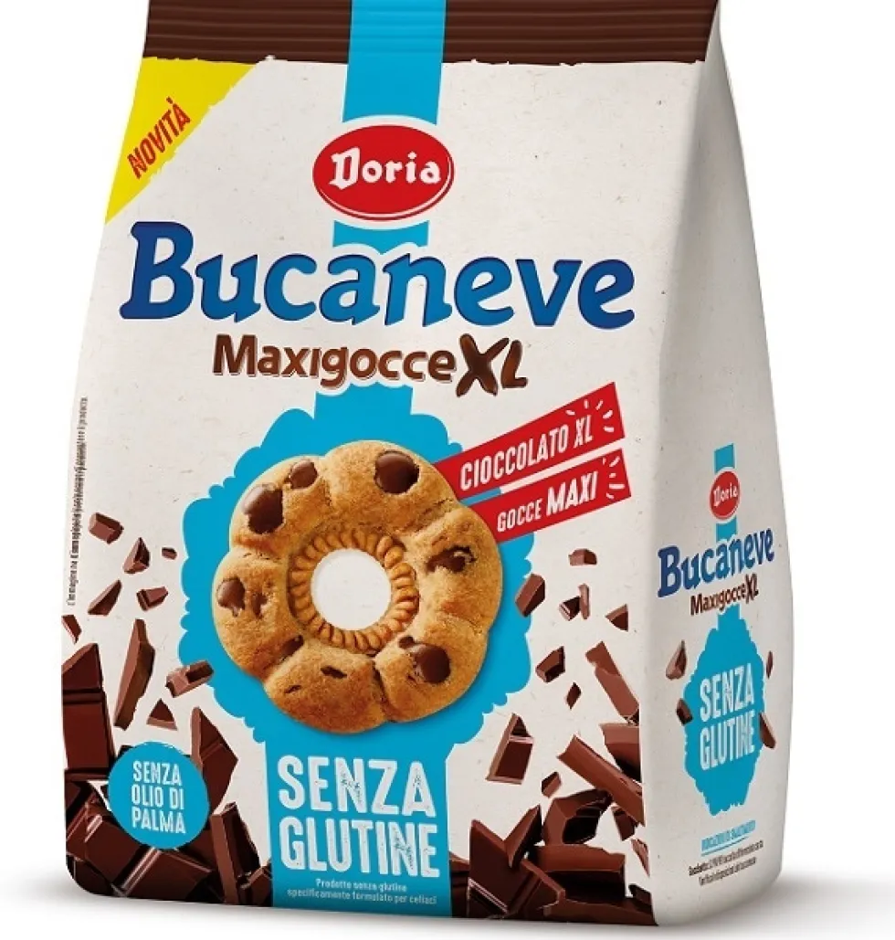 Doria Bucaneve Maxigocce XL Biscotto con Gocce di Cioccolato Senza Glutine, 200g