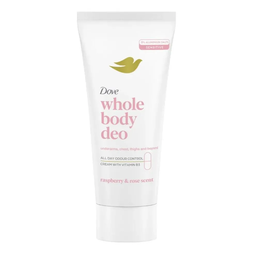 Dove Whole Body Deo Deodorante Corpo in Crema Lampone e Rosa, 75ml