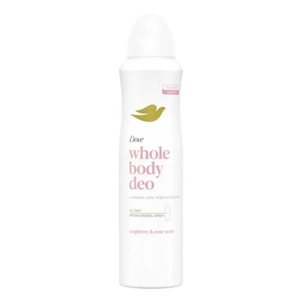 Dove Whole Body Deo Deodorante Spray in Crema Lampone e Rosa, 150ml