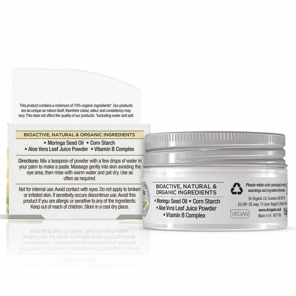 Dr. Organic Moringa - Polvere Detergente Viso Purificante, 15g