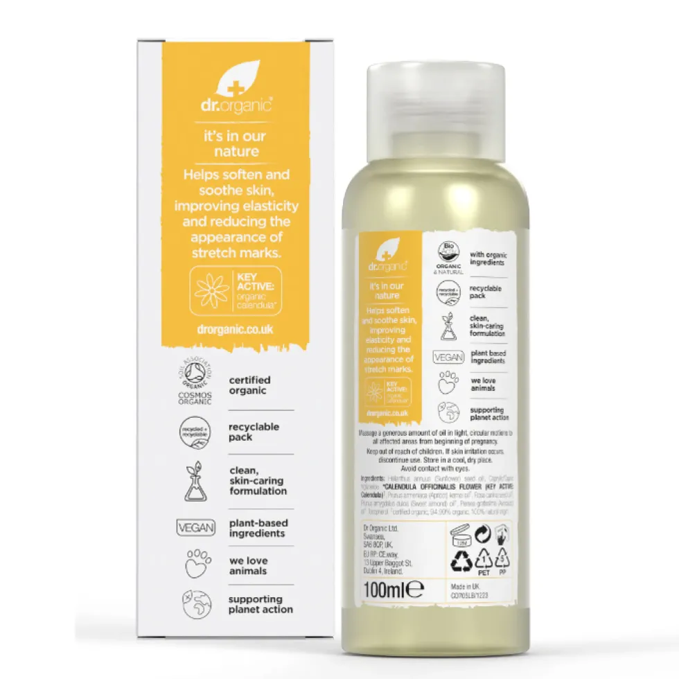 Dr. Organic Mum - Stretch Mark Oil alla Calendula Olio Elasticizzante Smagliature, 100ml