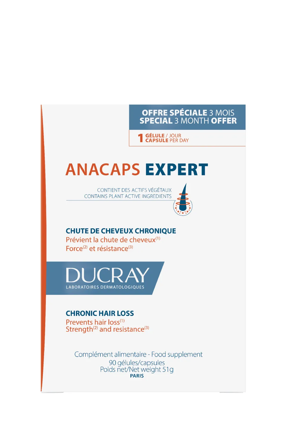 Ducray Anacaps - Expert Capelli e Unghie Caduta Persistente, 90 capsule