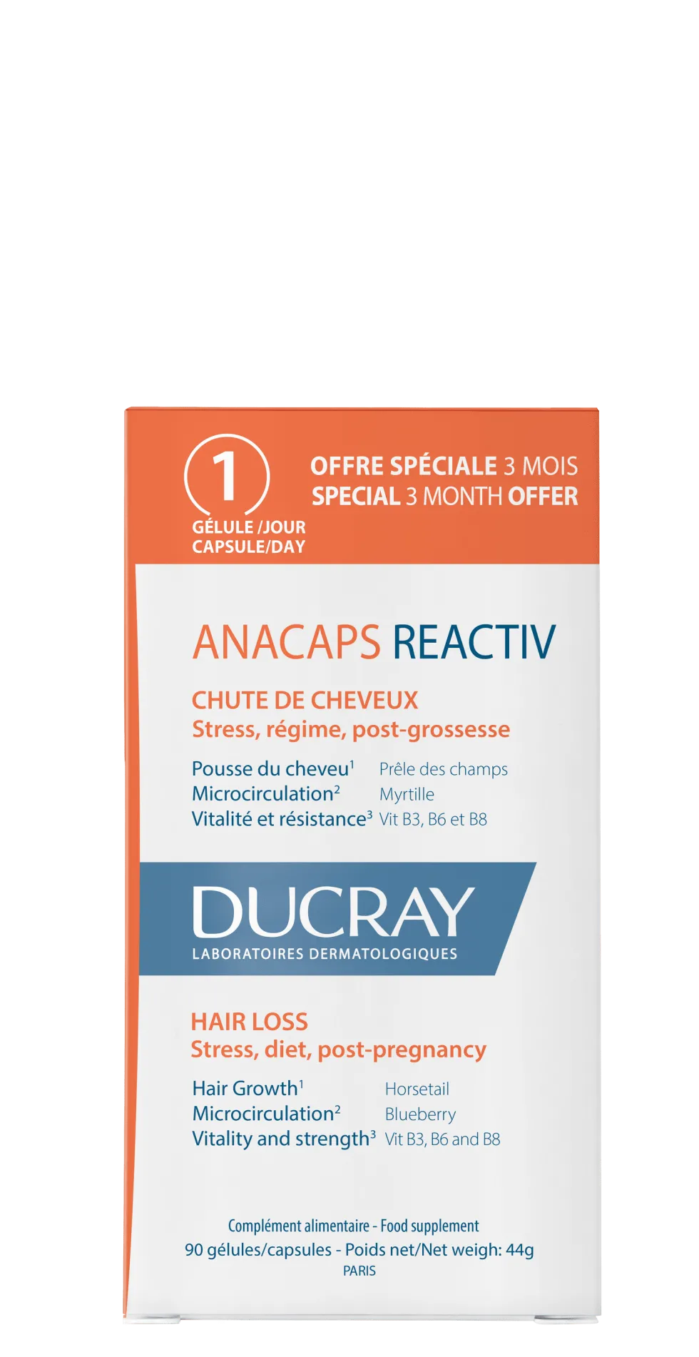 Ducray Anacaps - Reactiv Integratore Capelli Caduta Occasionale, 90 capsule