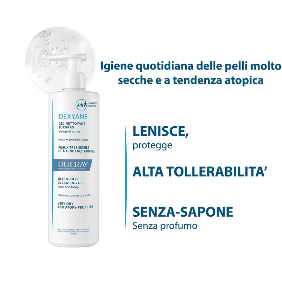 Ducray Dexyane - Gel Detergente Surgras Pelle Secca Tendenza Atopica, 400ml
