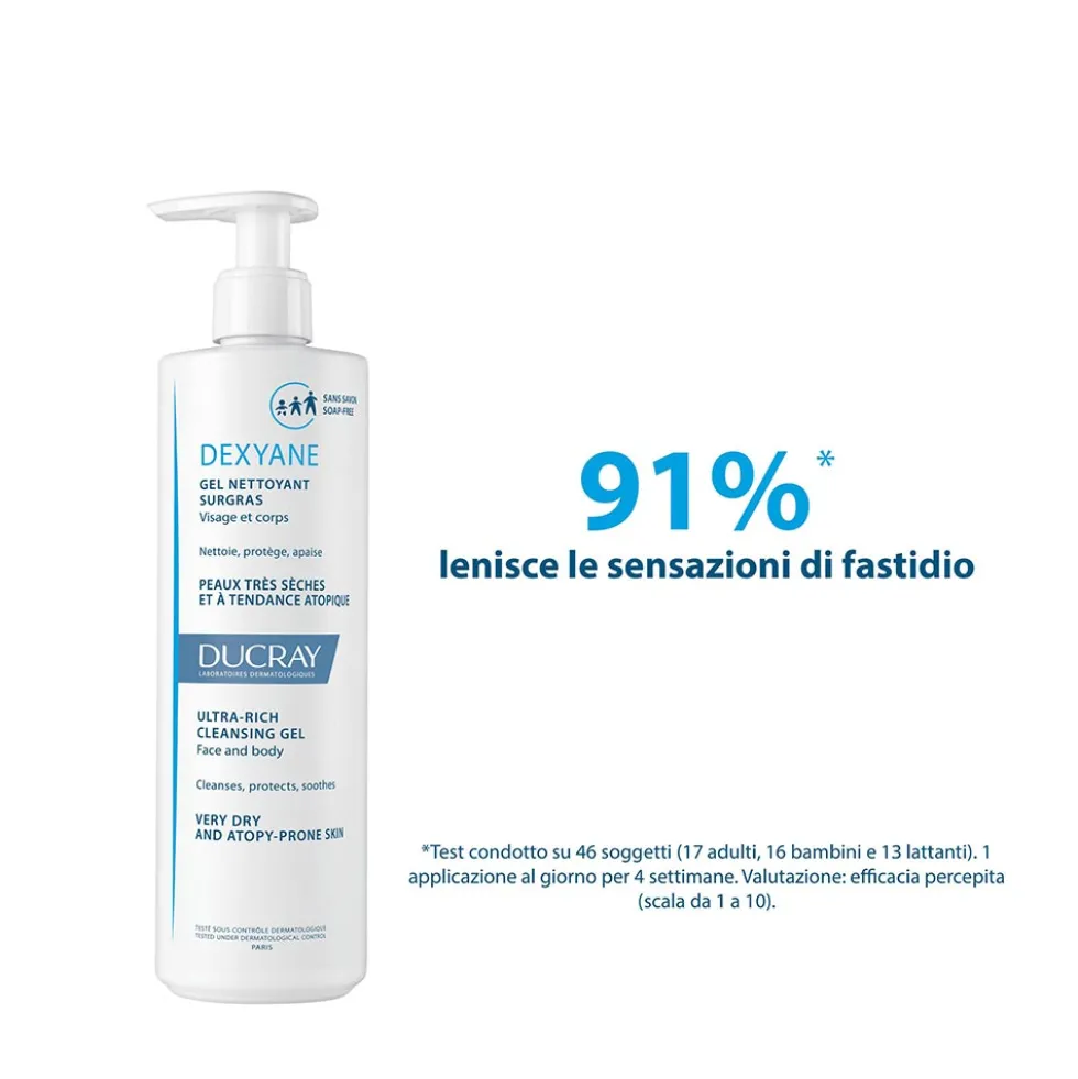 Ducray Dexyane - Gel Detergente Surgras Pelle Secca Tendenza Atopica, 400ml