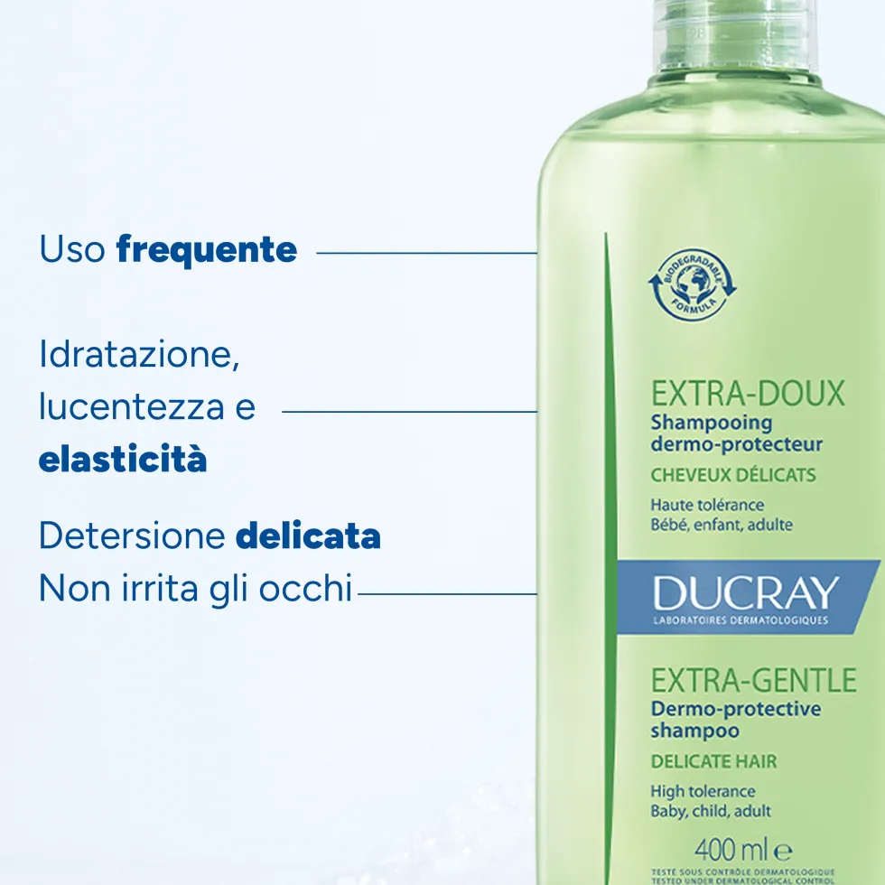 Ducray Extra-Delicato - Shampoo Dermo-protettivo per Tutta la Famiglia, 400ml