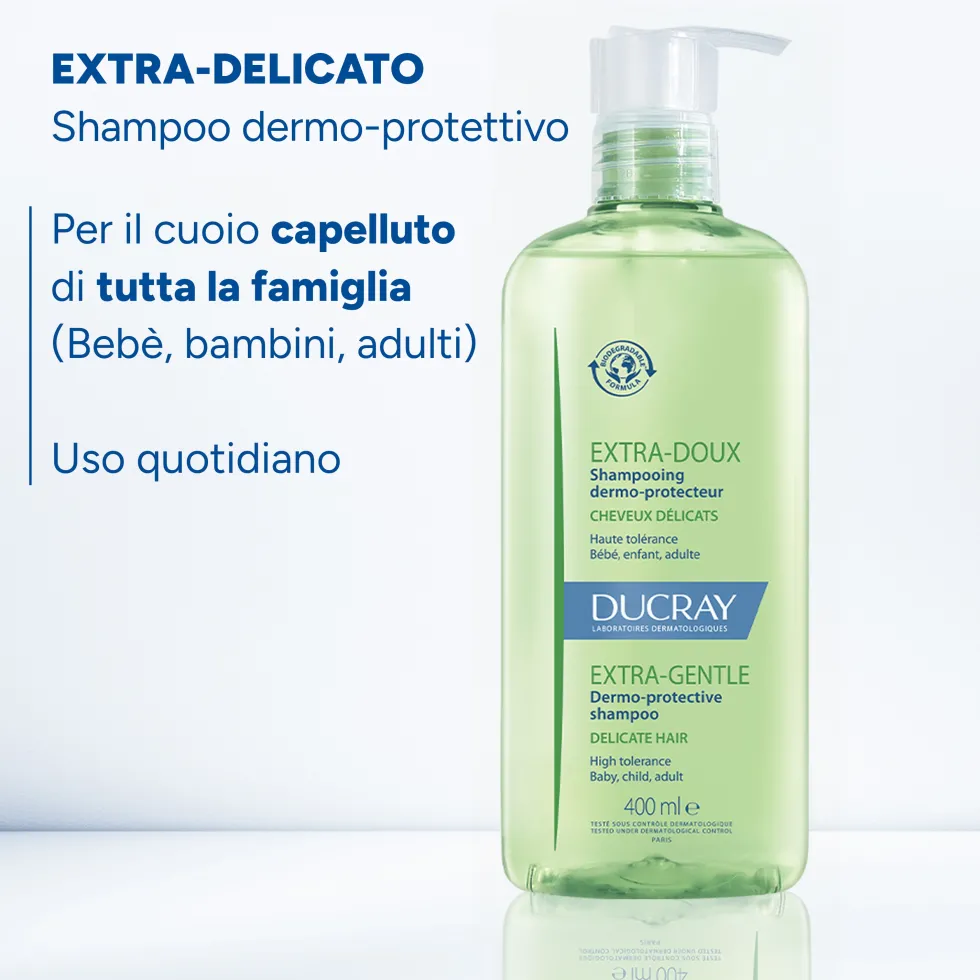 Ducray Extra-Delicato - Shampoo Dermo-protettivo per Tutta la Famiglia, 400ml