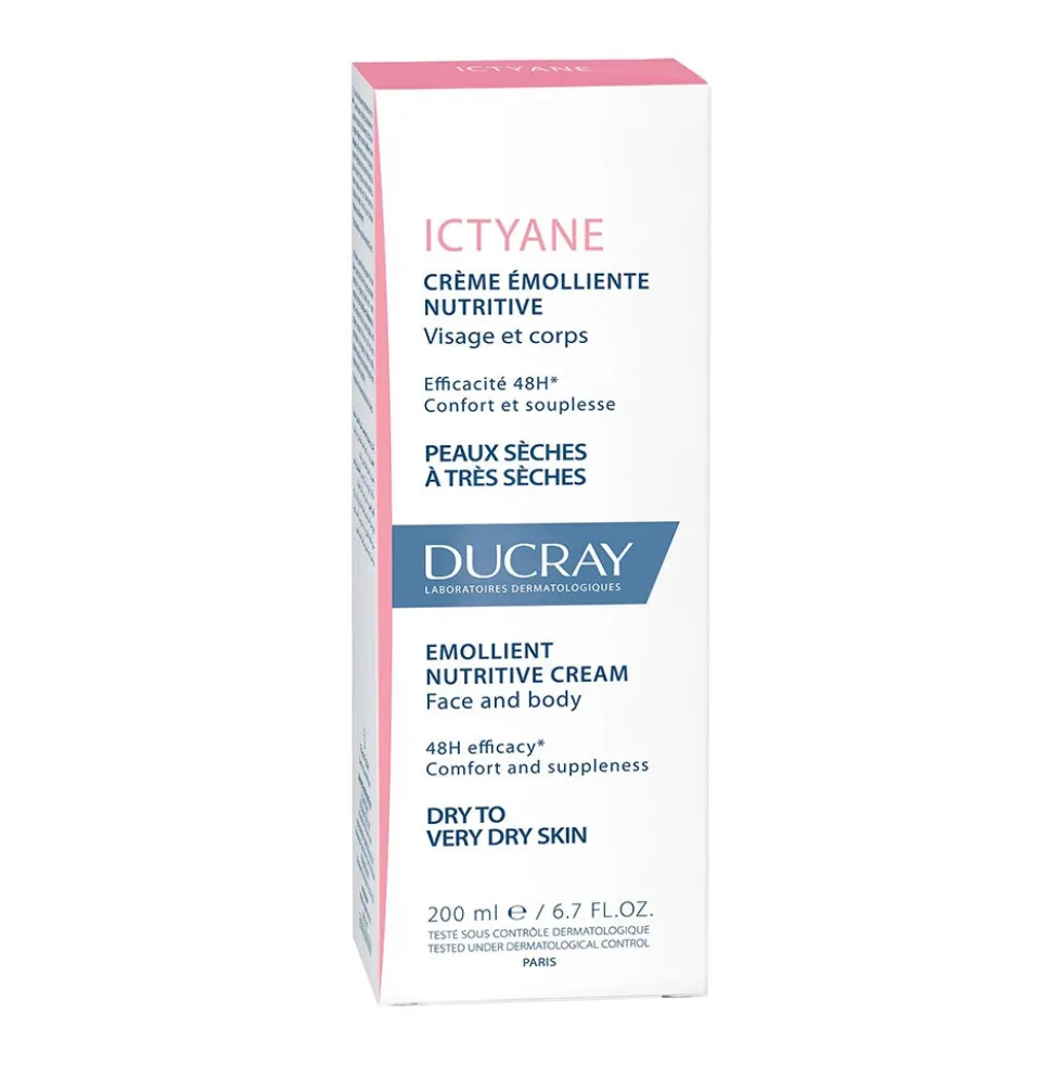 Ducray Ictyane - Crema Emolliente Nutritiva Pelli Secche, 200ml