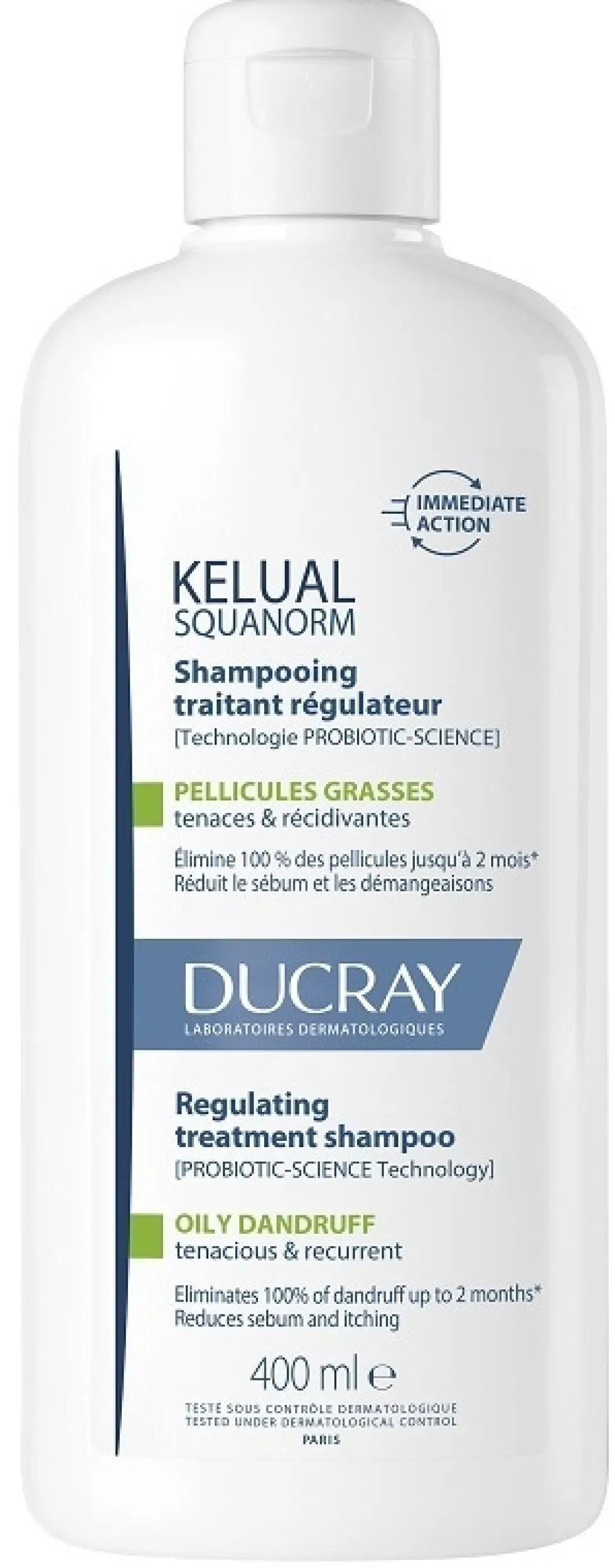 Ducray Kelual Squanorm - Shampoo trattante e regolatore per la forfora grassa, 400 ml