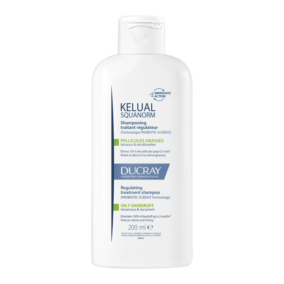 Ducray Kelual Squanorm - Shampoo Trattante Regolatore Forfora Grassa, 200ml