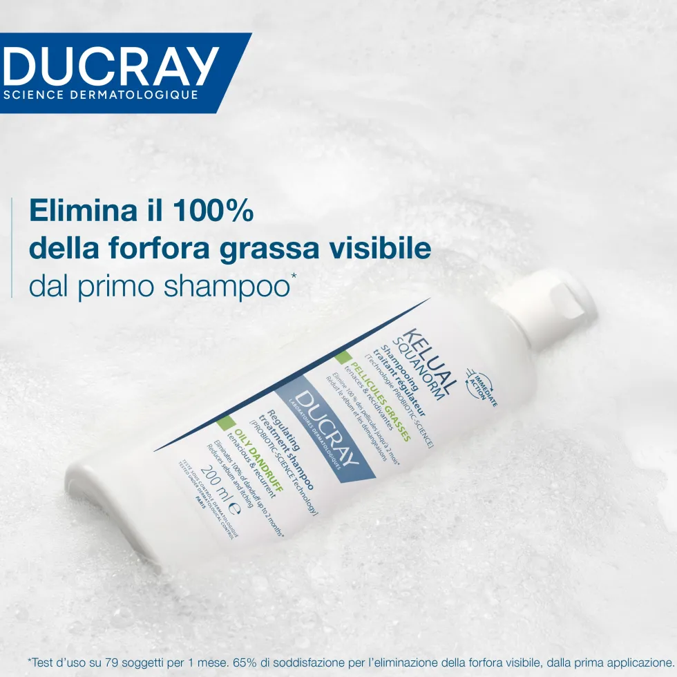 Ducray Kelual Squanorm - Shampoo Trattante Regolatore Forfora Grassa, 200ml