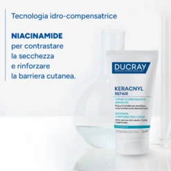 Ducray Keracnyl Repair Crema Compensatrice Lenitiva per Pelle a Tendenza Acneica, 50ml