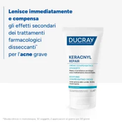 Ducray Keracnyl Repair Crema Compensatrice Lenitiva per Pelle a Tendenza Acneica, 50ml