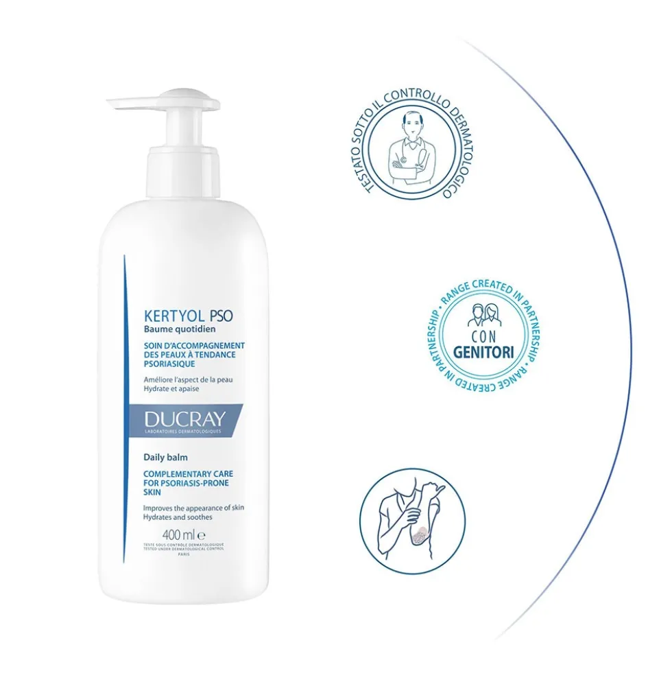 Ducray Kertyol P.S.O. - Balsamo Idratante Quotidiano Trattamento contro la psoriasi, 400ml