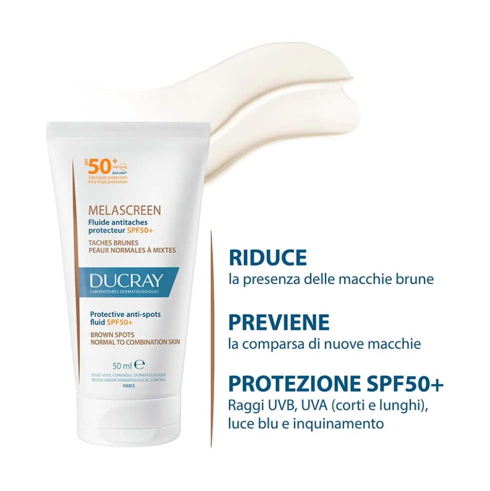 Ducray Melascreen - Crema Anti-Macchie SPF50+ Protezione Molto Alta, 50ml