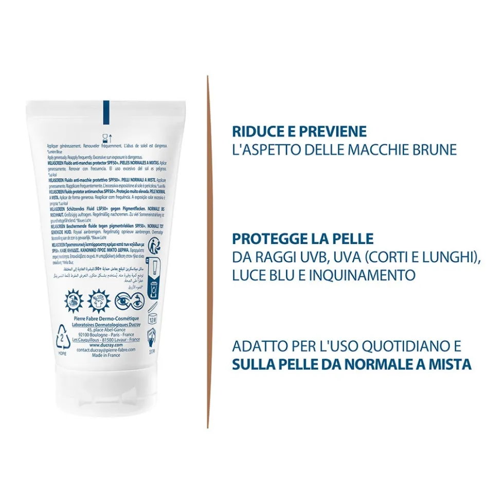 Ducray Melascreen - Fluido Anti-Macchie SPF50+ Protezione Molto Alta, 50ml