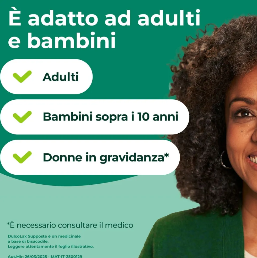 Dulcolax Adulti Supposte Contenente 10mg Bisacodile per Stitichezza Occasionale, 6 Supposte