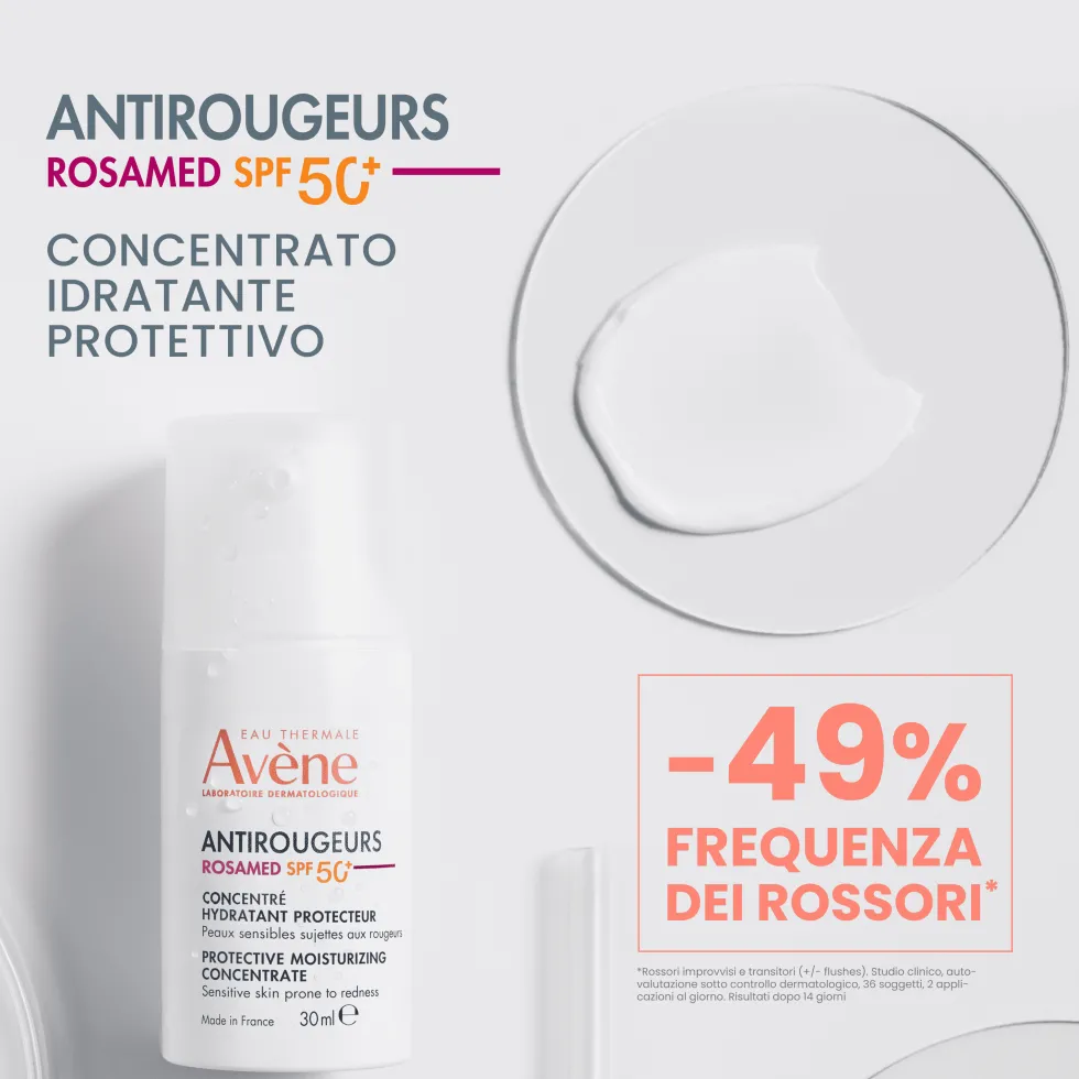 Eau Thermale Avène Antirougeurs - Rosamed SPF50+ Concentrato Idratante Protettivo, 30ml