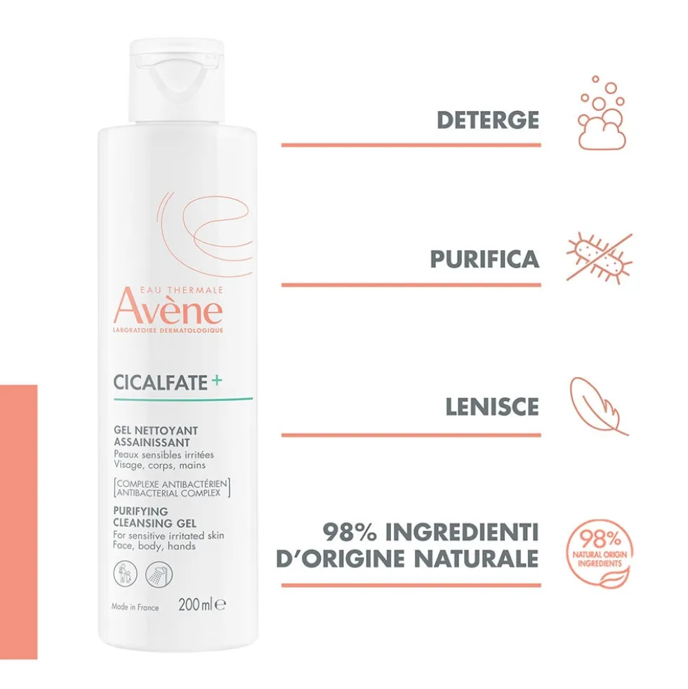 Eau Thermale Avène Cicalfate+ - Gel Detergente Purificante Pelle Fragilizzata, 200ml