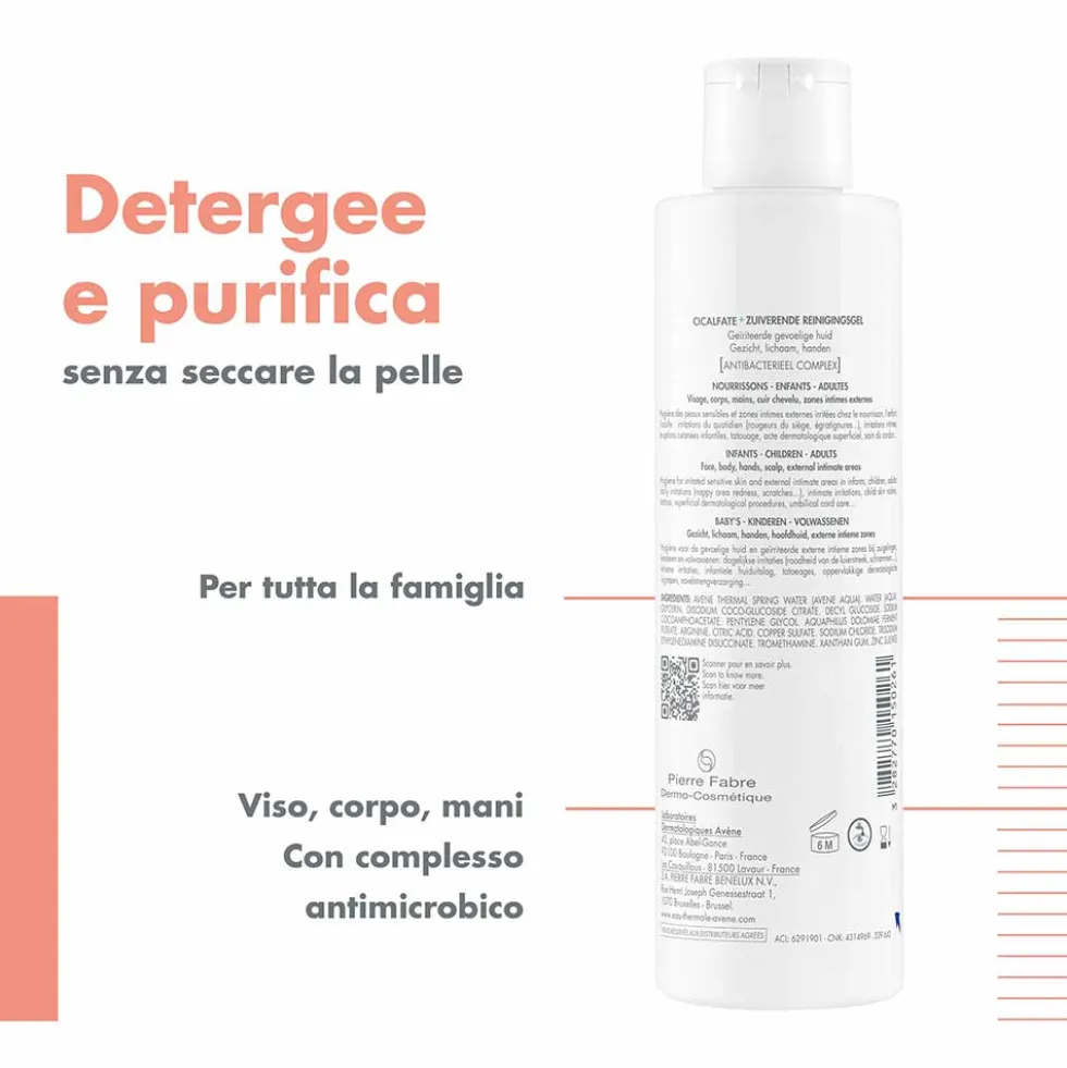 Eau Thermale Avène Cicalfate+ - Gel Detergente Purificante Pelle Fragilizzata, 200ml