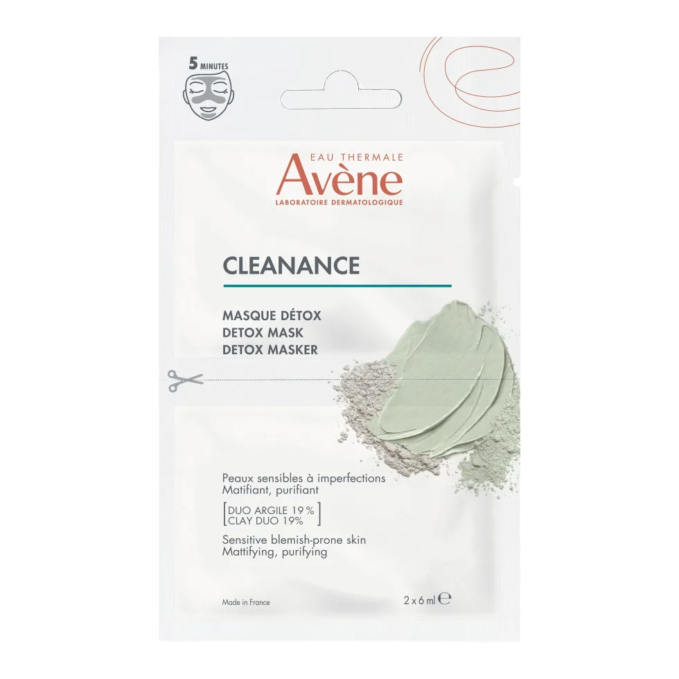 Eau Thermale Avène Cleanance - Maschera Detox per Pelle Sensibile con Imperfezioni, 2 x 6ml