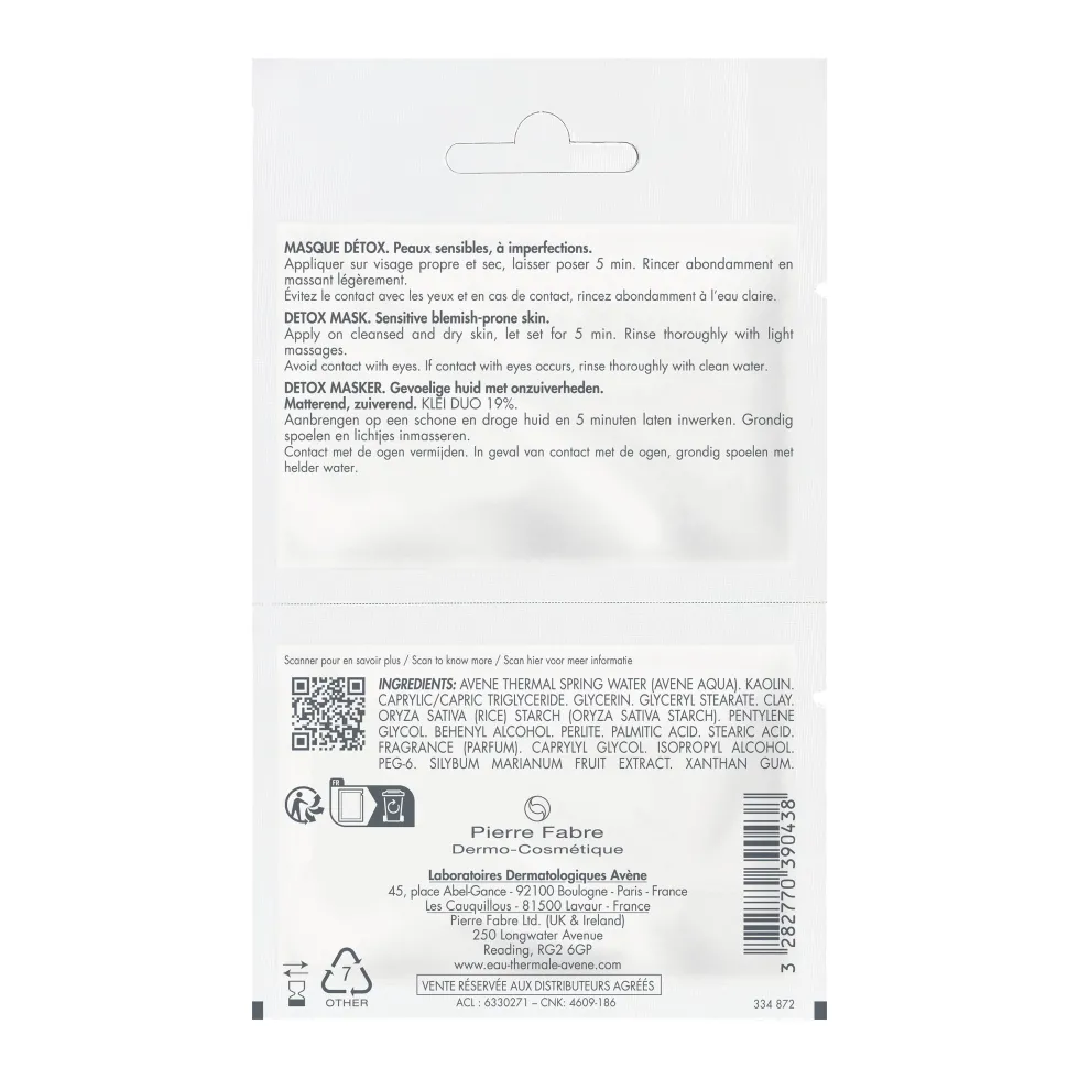 Eau Thermale Avène Cleanance - Maschera Detox per Pelle Sensibile con Imperfezioni, 2 x 6ml