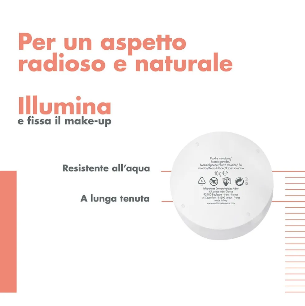 Eau Thermale Avène Couvrance - Cipria Mosaico Luminositè Fissante Opacizzante Sublimante, 10g