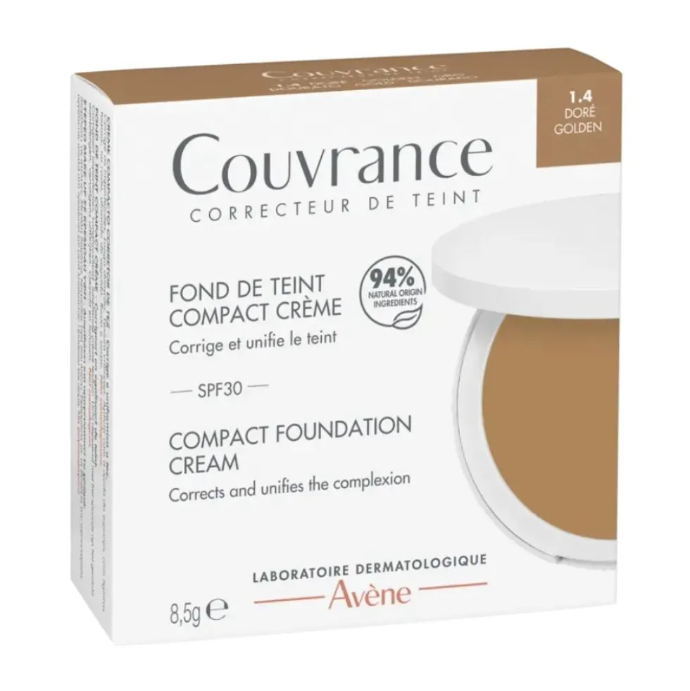 Eau Thermale Avène Couvrance - Fondotinta Compatto in Crema SPF30 colore 1.4 Dorè Golden, 8.5g