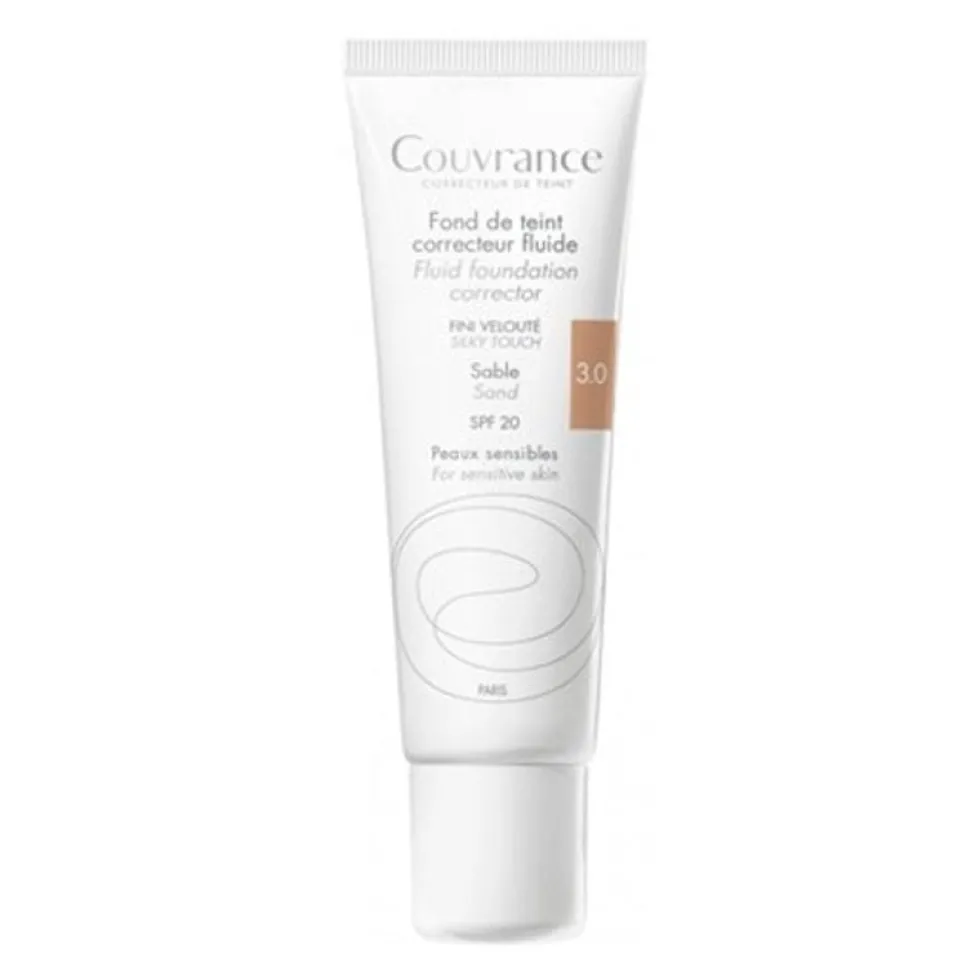 Eau Thermale Avène Couvrance - Fondotinta Correttore Fluido SPF20 Sabbia 3.0, 30ml