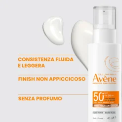 Eau Thermale Avène Fluido Anti-Macchie Protezione Molto Alta SPF50+ Solare per Pelle Sensibile, 40ml