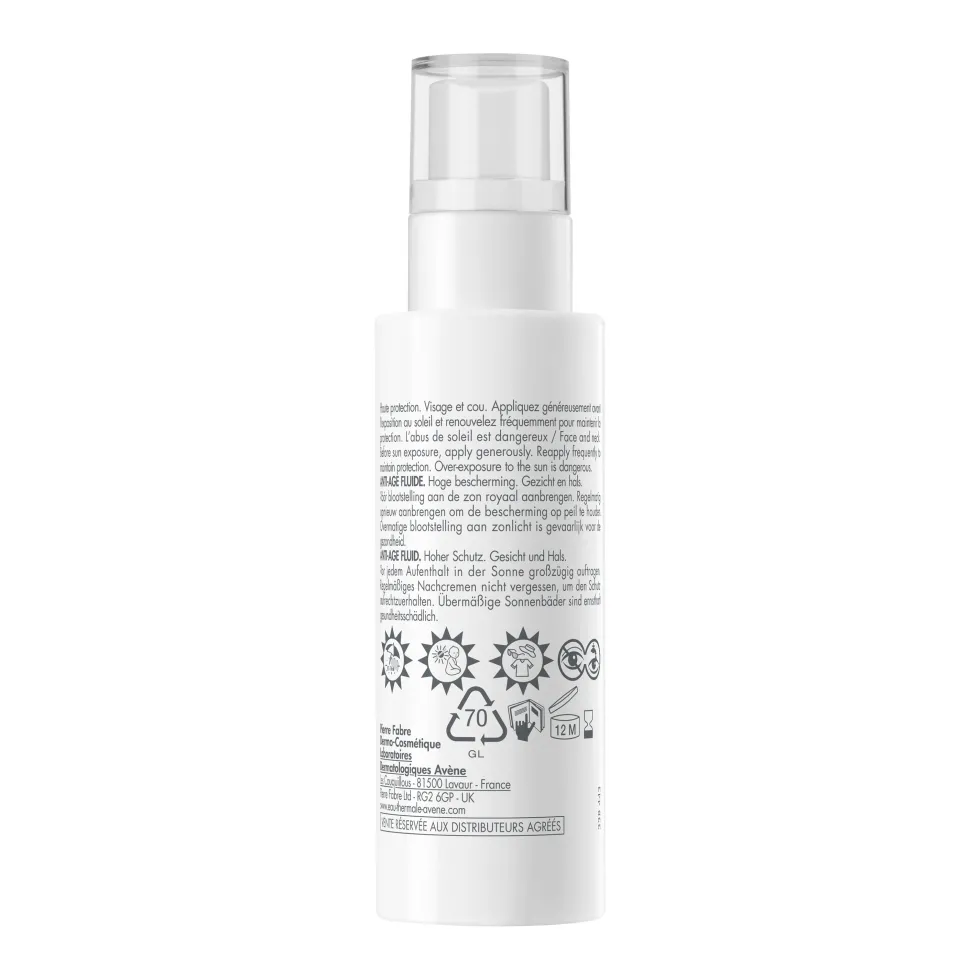 Eau Thermale Avène Fluido Anti-Età Protezione Alta SPF50 Solare per Pelle Sensibile, 40ml