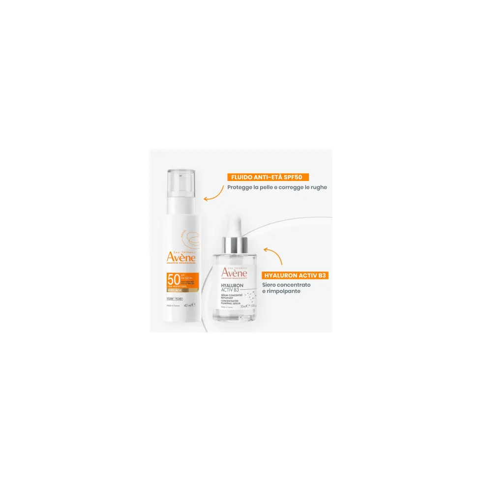 Eau Thermale Avène Fluido Anti-Età Protezione Alta SPF50 Solare per Pelle Sensibile, 40ml