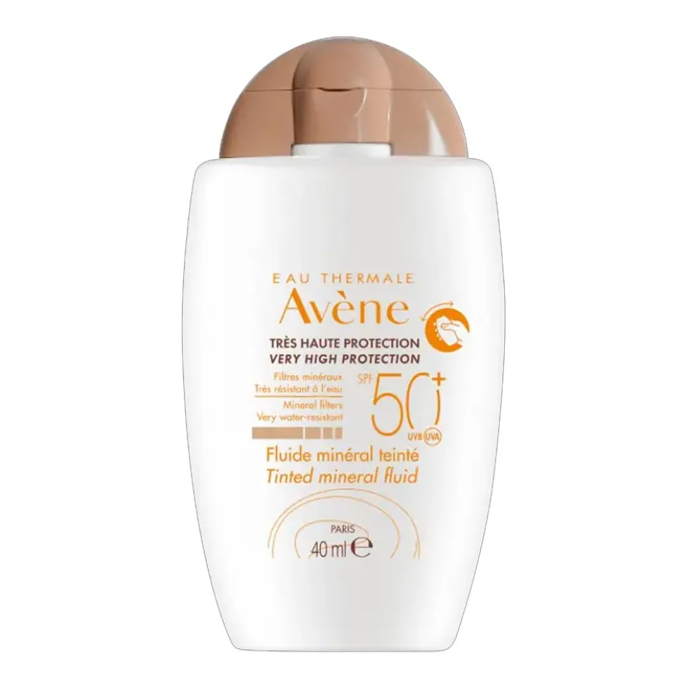 Eau Thermale Avène Fluido Minerale Colorato SPF50+ Protezione Solare Viso, 40ml