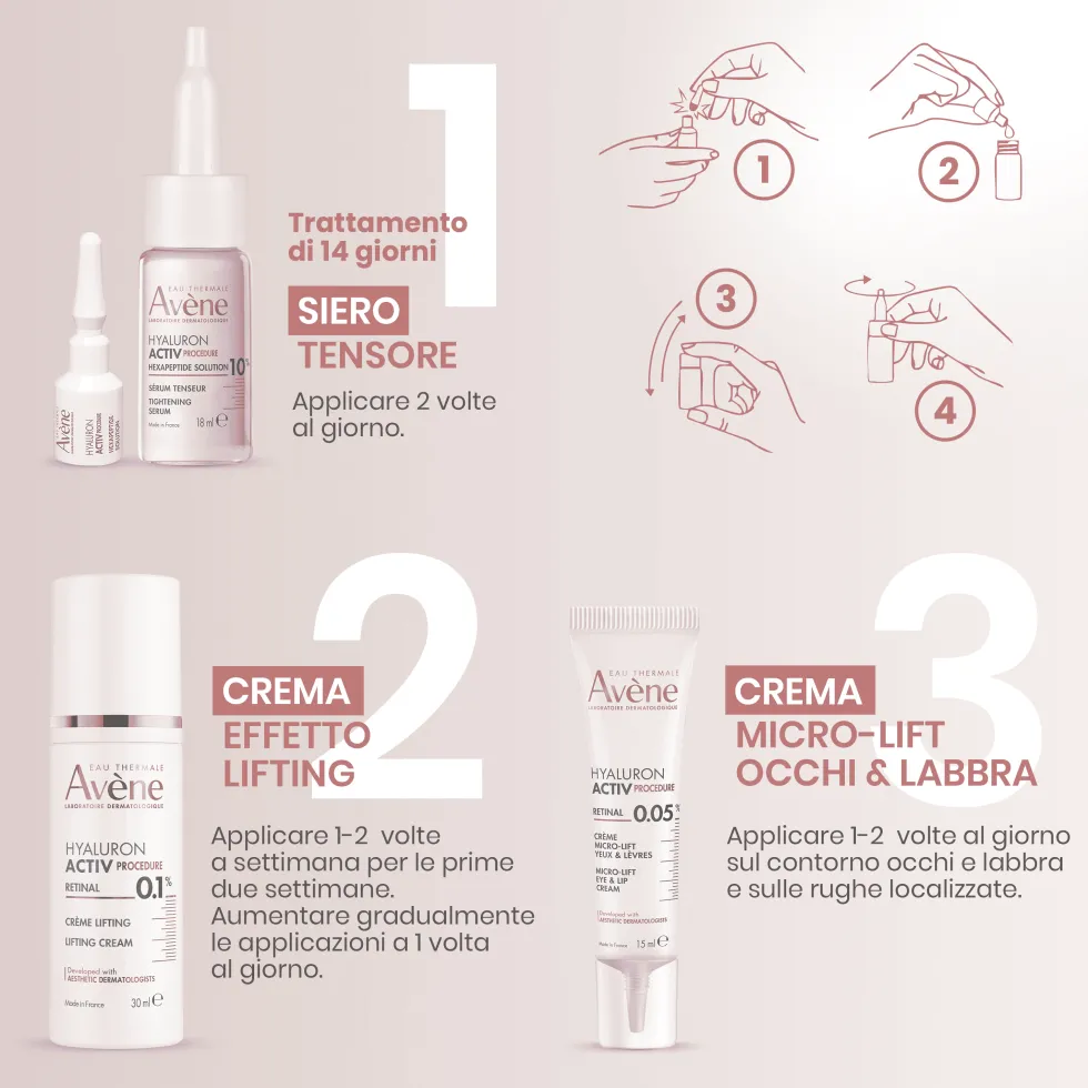 Eau Thermale Avène Hyaluron Activ Procedure Crema Effetto Lifting Anti età la Pelle Appare 7 Anni più Giovane con Retinal Niacinamide Acido Ialuronico, 30ml