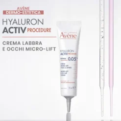 Eau Thermale Avène Hyaluron Activ Procedure Micro-Lift Crema Labbra & Occhi Effetto Lifting Occhi Corregge Rughe e Rughe Profonde con Retinal Niacinamide Acido Ialuronico, 15ml
