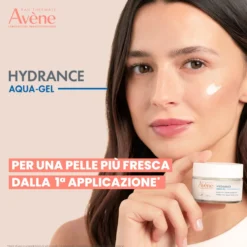 Eau Thermale Avène Hydrance Aqua Gel-Crema Idratante Pelle Disidratata Acido Ialuronico e Aloe Vera Trattamento 4in1, 50ml