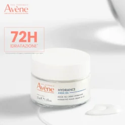 Eau Thermale Avène Hydrance Aqua Gel-Crema Idratante Pelle Disidratata Acido Ialuronico e Aloe Vera Trattamento 4in1, 50ml