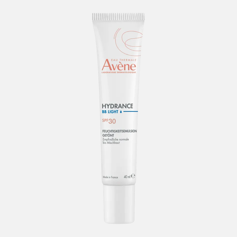 Eau Thermale Avène Hydrance BB Light Crema Idratante Colorata Perfezionatrice SPF30 Uniforma e Idrata Effetto Glow Pelle Sensibile Disidratata, 40ml