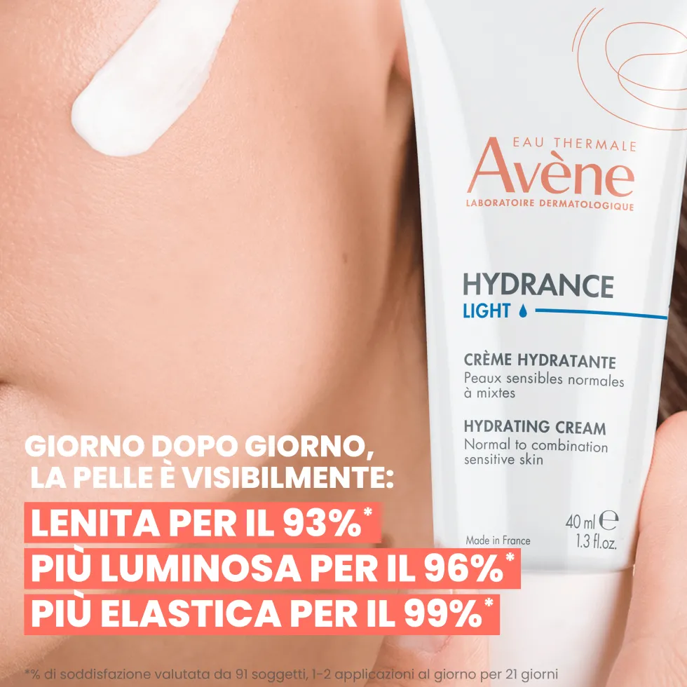 Eau Thermale Avène Hydrance Crema Idratante Leggera 24h Idratazione con Acqua termale Pelle Sensibile Disidratata, 40ml