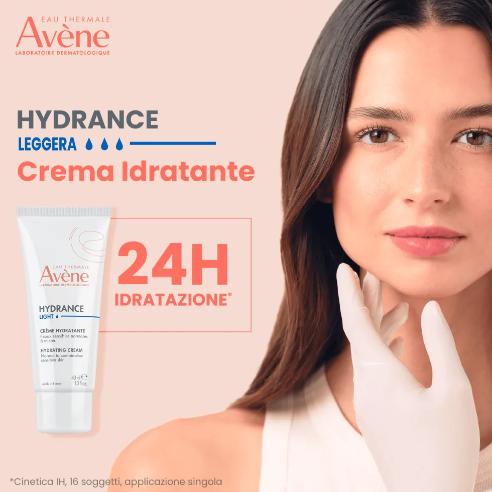 Eau Thermale Avène Hydrance Crema Idratante Leggera 24h Idratazione con Acqua termale Pelle Sensibile Disidratata, 40ml