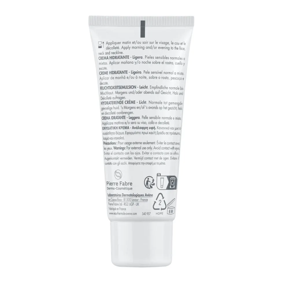 Eau Thermale Avène Hydrance Crema Idratante Leggera 24h Idratazione con Acqua termale Pelle Sensibile Disidratata, 40ml