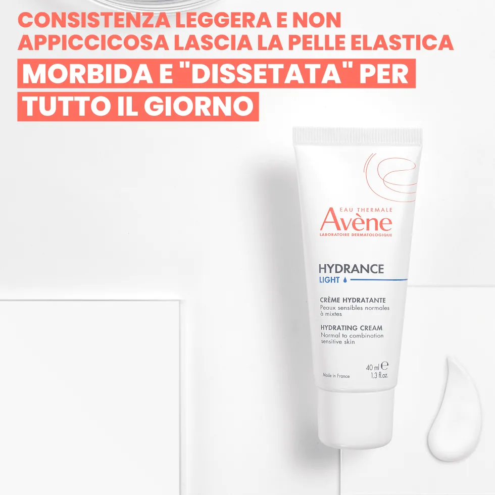 Eau Thermale Avène Hydrance Crema Idratante Leggera 24h Idratazione con Acqua termale Pelle Sensibile Disidratata, 40ml